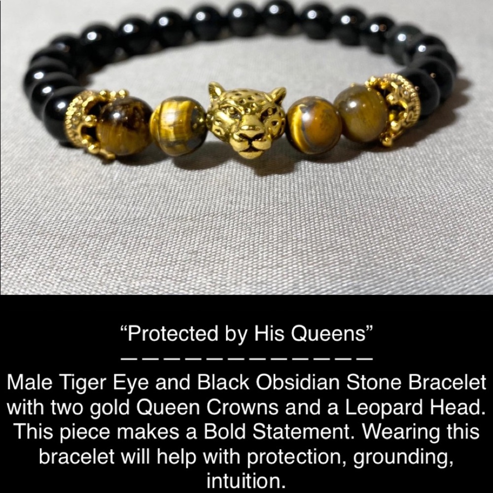 Male Tiger Eye and Black Obsidian Stone